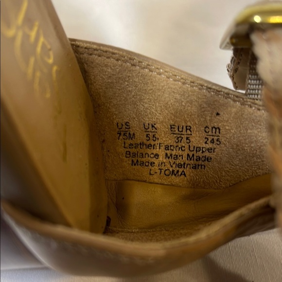 Franco Sarto Tan Textured Leather & Suede (upper) Woven Sandals - Picture 12 of 12